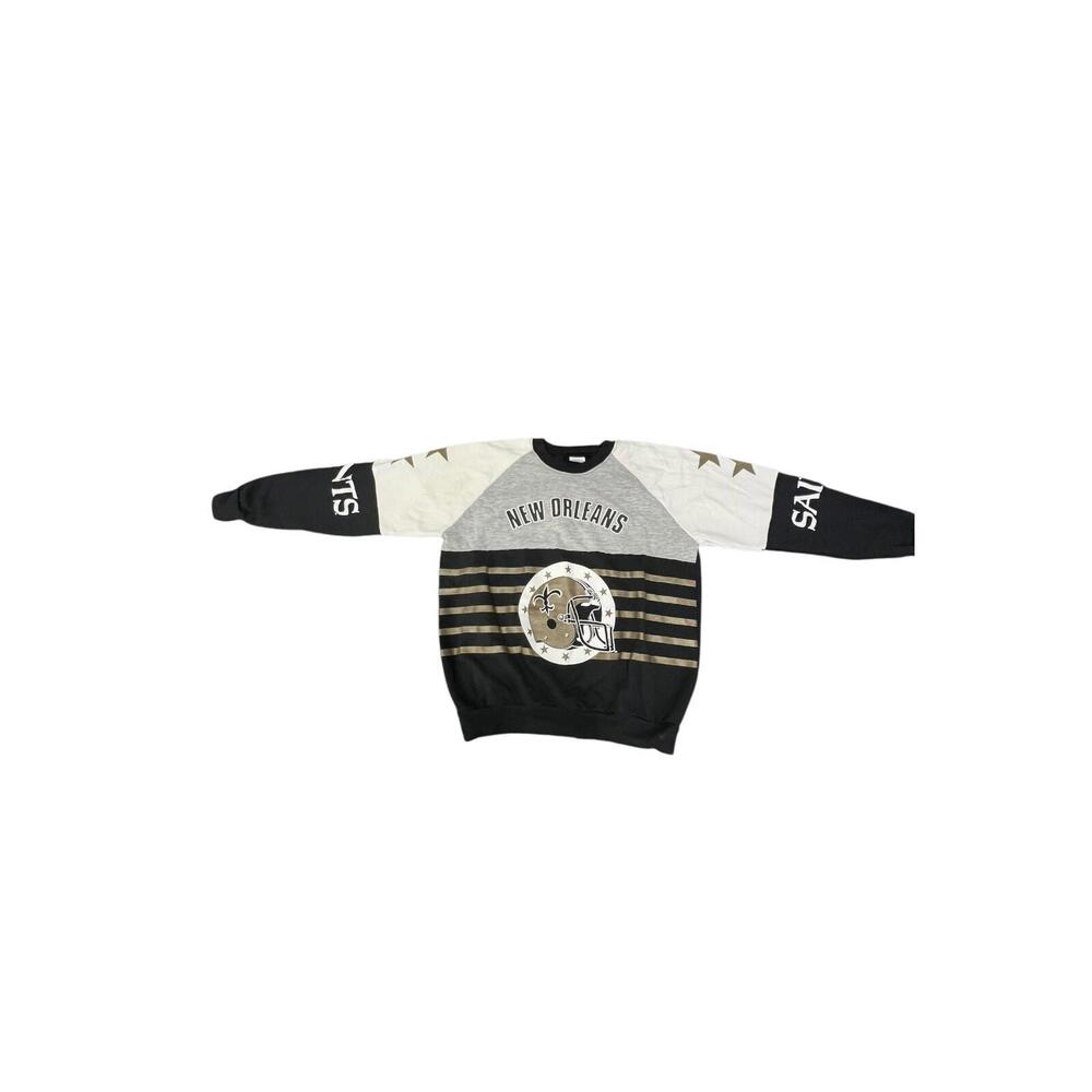 VTG 1980’s New Orleans Saints crewneck Sweater All Over Print Made USA Size XL
